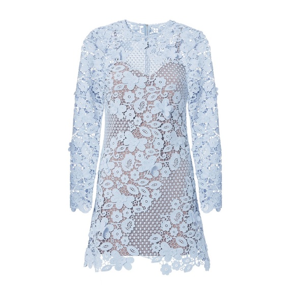 SELF-PORTRAIT Blue 3D Floral Guipure Lace Mini